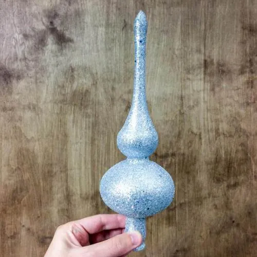 Srebrny szpic choinkowy  -  28 cm bombka choinkowa szklana