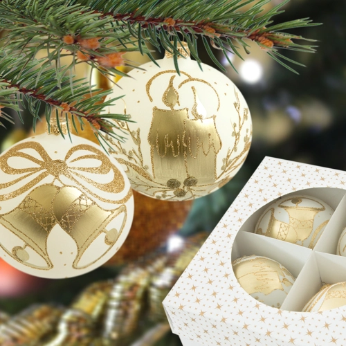 Bombki złote dzwonki - Exclusive -  100 mm bombki choinkowe szklane 4 szt