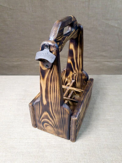 Drewniany uchwyt nosidło do piwa