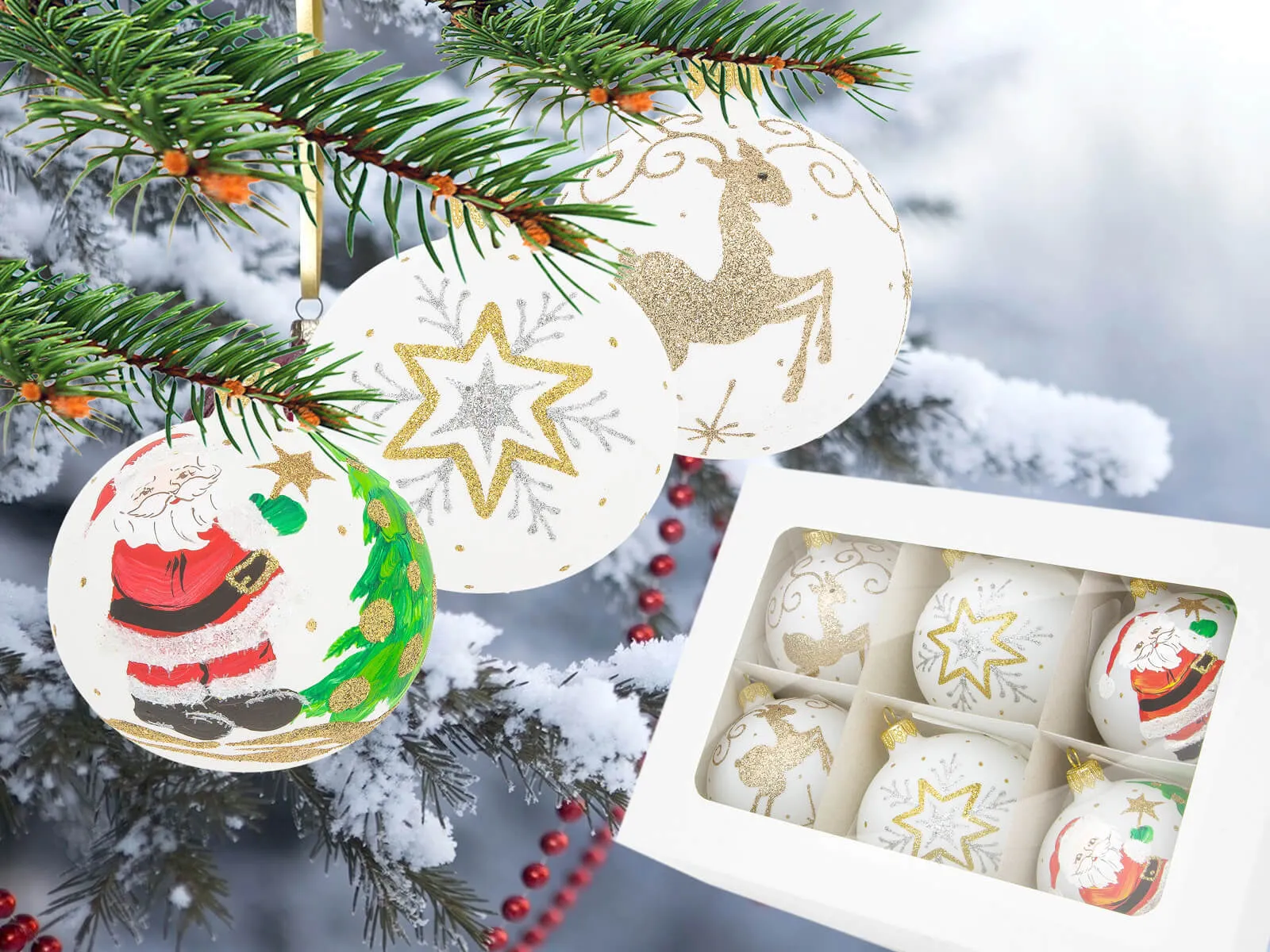 Zestaw złoty mix - 80 mm 6 szt. Bombki złoty mix - 80 mm 6 szt.