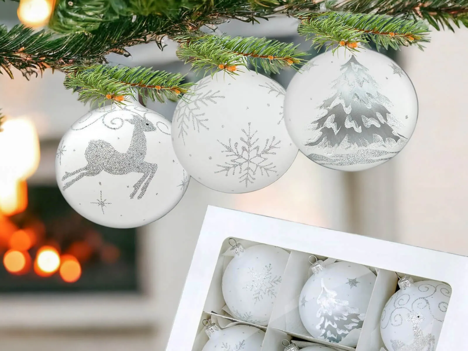 Bombki szklane dekorowane - Jelonki Mix